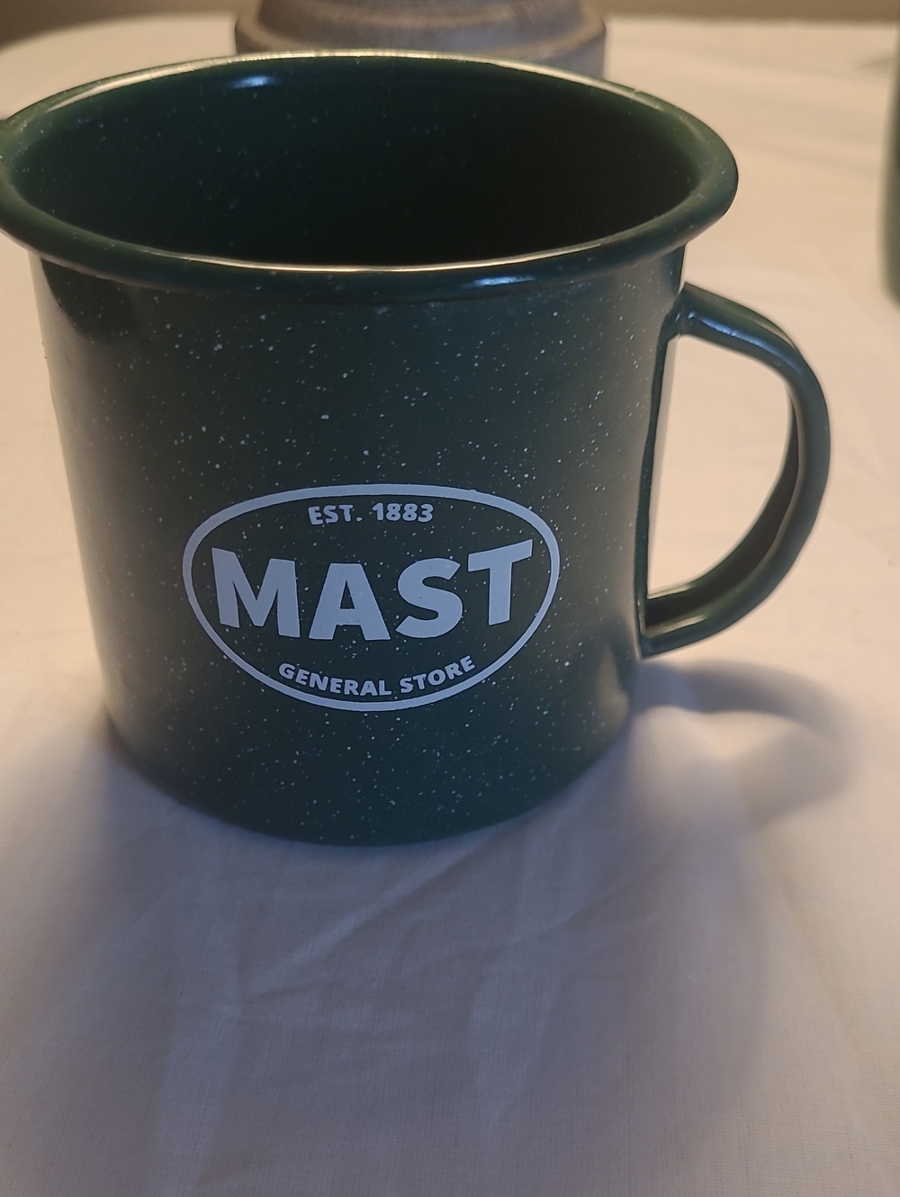 Green Speckled Enamel Camp Mug